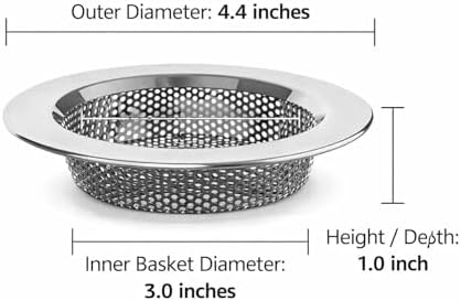 Sink Strainer Basket (3 Pack) – 304 Stainless Steel Kitchen Drain