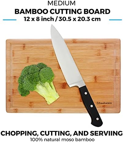Bamboo Cutting Boards for Kitchen with Juice Groove [Set of 2] Wood