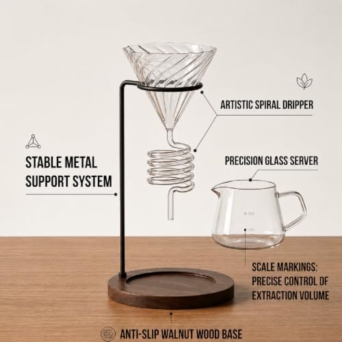 Spiral Pour Over Coffee Maker Set, 400ml Glass Carafe