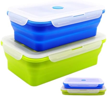 Set of 2 Extra Large Collapsible Silicone Food Storage Containers With