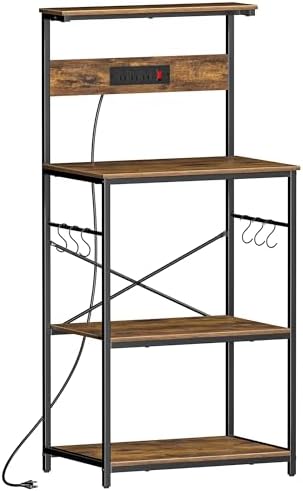 VUSIGN Kitchen Bakers Rack, 4 Tiers, Rustic Brown