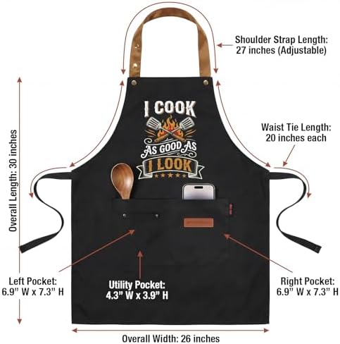 INNORU I Cook as Good as I Look Sign Apron with Two Pockets, Funny