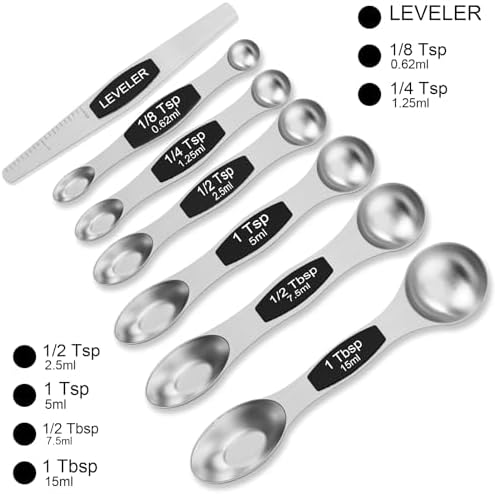 Wildone Magnetic Measuring Spoons Set, Stainless Steel Measuring
