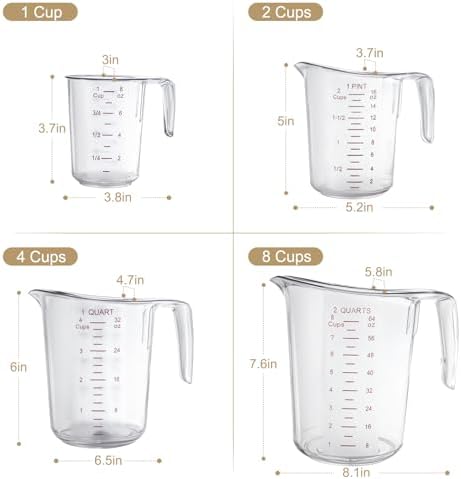 DaYammi Measuring Cups 4-Piece, Unbreakable Food-Grade Plastic