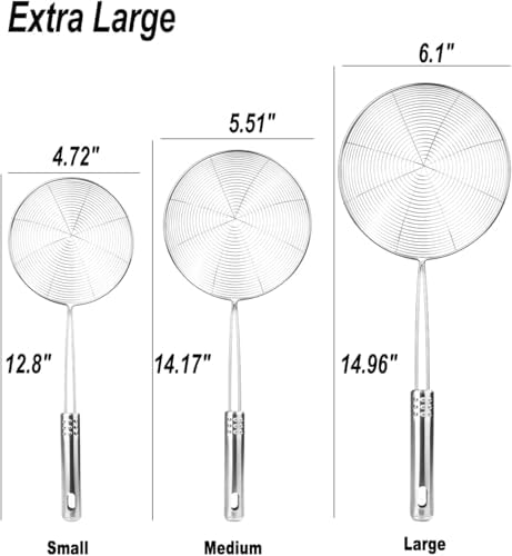 Enhanced Version Stainless Steel Spider Strainer Skimmer Ladle, Set of