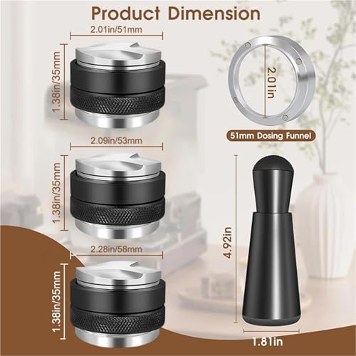 5-Piece Espresso Tool Set for 51/53/58mm Portafilters