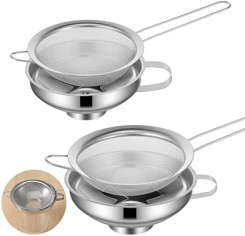 Kenaoeoe 4 PCS Stainless Steel Canning Funnel and Can Strainer Set