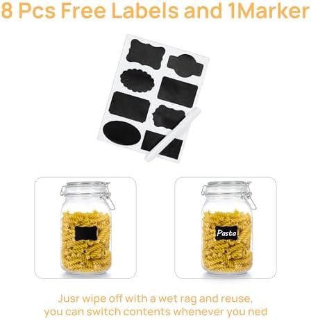 CHEFSTORY 50oz Glass Food Storage Jars, 3 Pack