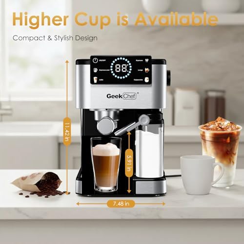 Geek Chef 20 Bar Espresso Machine with Milk Frother
