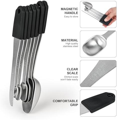 Magnetic Measuring Cups and Spoons Set 14, Stainless Steel Measuring