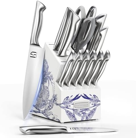 KnifeSaga Japanese Kitchen Knife Block Set, High Carbon Stainless