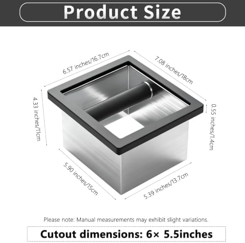 Espresso Knock Box,Built-in Desktop Stainless Steel coffee knock box