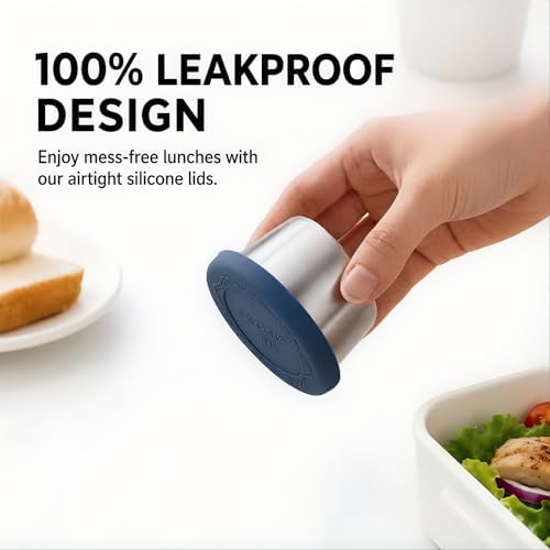 2.4 oz Stainless Steel Dressing Containers with Silicone Lids Set of 6