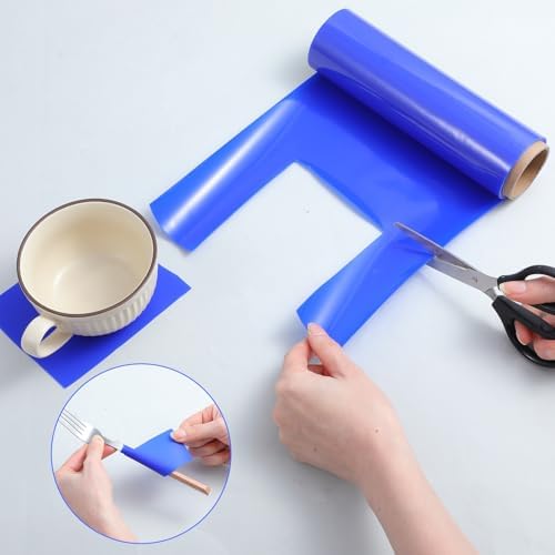 2 Rolls Silicone Grip Mat, 8 Inch x 3.25 ft, Blue