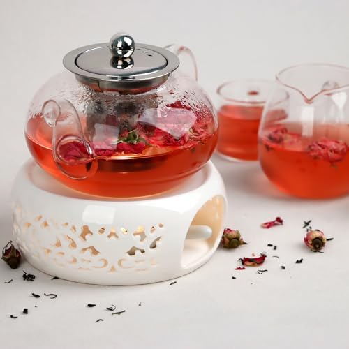 KAYCROWN Teapot Warmer, Ceramic Tea Warmer with Tealight Holder