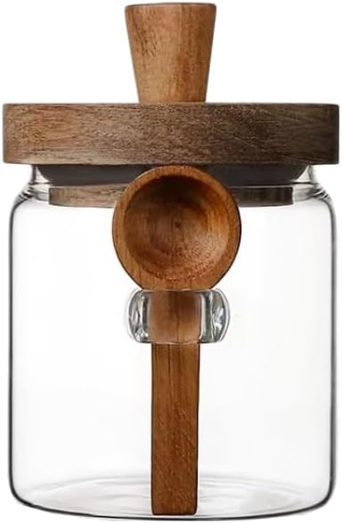 ANSQU Glass Jar with Wooden Lid & Spoon, 13.5oz Food Storage Containers Coffee by ANSQU