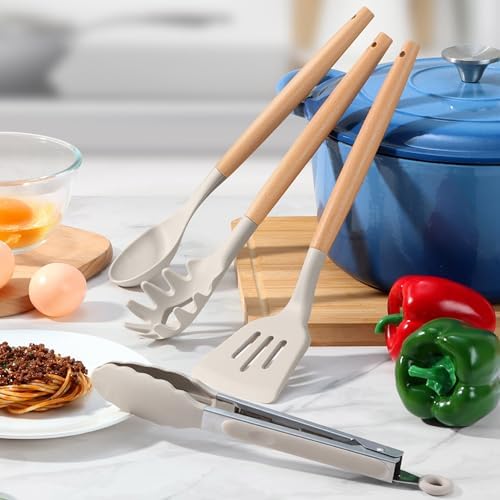 LIANYU 15-Piece Kitchen Cooking Utensils Set with Holder, Silicone