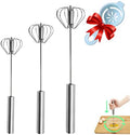 Semi-automatic Whisk, Stainless Steel Egg Beater, Hand Push Rotary