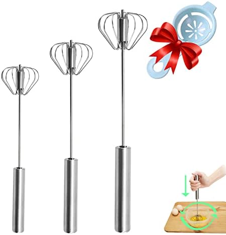 Semi-automatic Whisk, Stainless Steel Egg Beater, Hand Push Rotary