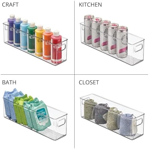 mDesign Plastic Long Stackable Storage Organizer Container