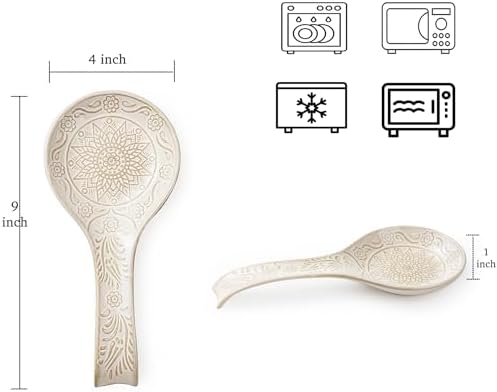 Ceramic Spoon Rest, 9 Inches Large Spoon Holder for Kitchen Counter