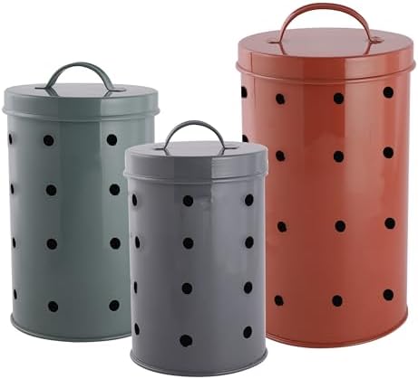 HAZEL Onion Potato Garlic Storage Container Set of 3 | Galvanized