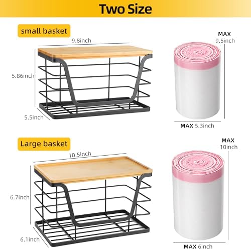 ALOCEO 2 Pack Storage Stackable Kitchen Laundry Organizers with Bamboo