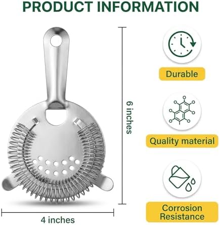 WUWEOT 9 Pack Cocktail Strainer, 4-Prong Stainless Steel Bar Strainer