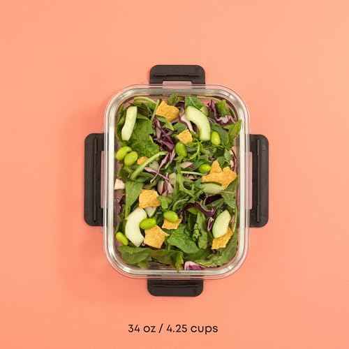 JoyJolt 5 Pack 35oz Glass Food Storage Containers with Lids