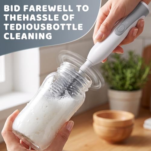 Portable Electric Bottle Brush Cleaner with Storage Box, 4-in-1 Kit
