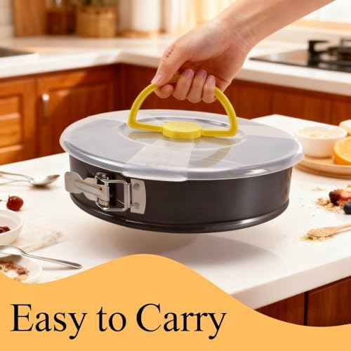 2Pcs Springform Pan Set with Lids, 9 and 10 Inch Nonstick Carbon Steel