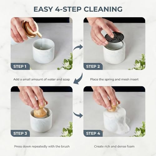ONEMORE Bamboo Dish Brush with Ceramic Foaming Base