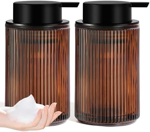 KASUNTING Amber Glass Foaming Dispenser, 11 Fl Oz 2 Pack