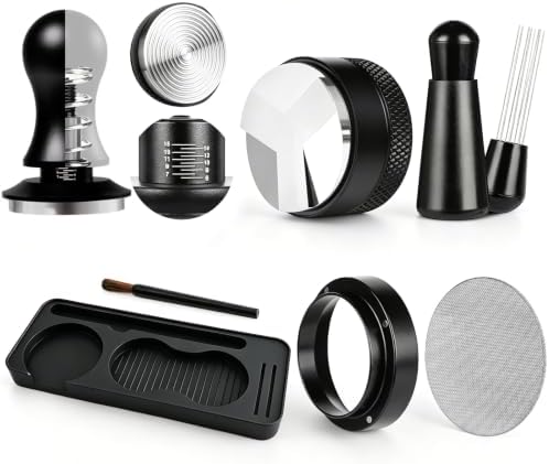 7 PCS Espresso Accessories Set with 53.3mm Spring Loaded Tamper