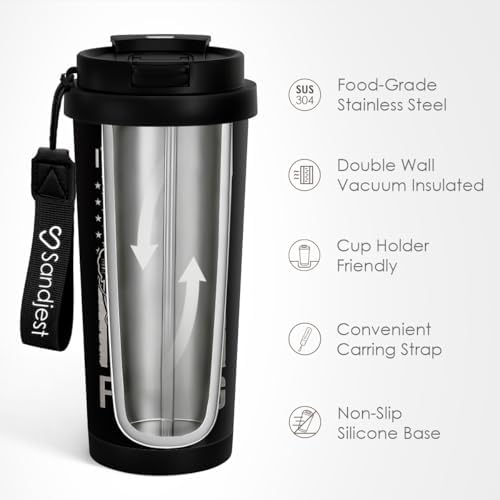 SANDJEST Fishing Tumbler - Stainless Steel 2-in-1 Lid Coffee Tumbler