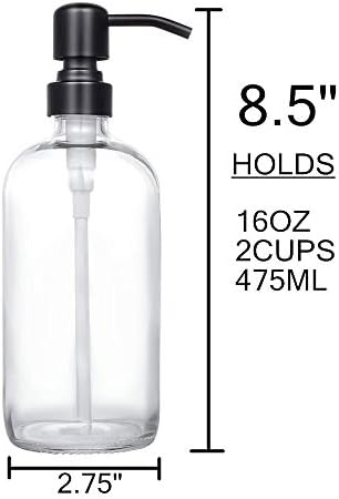 2 Pack Glass Soap Dispensers, 16ounce