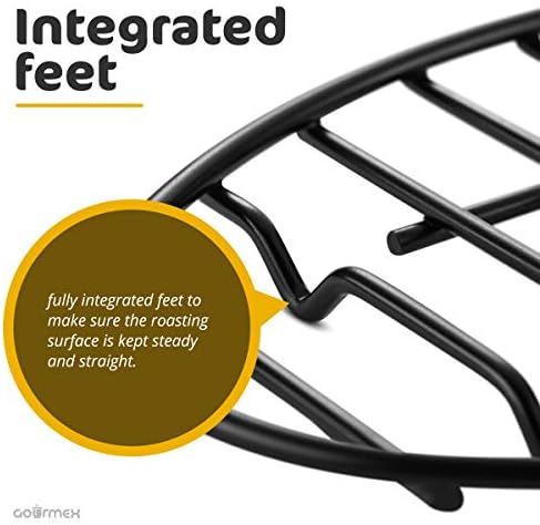 Black, Oval Oven Roasting Rack with Integrated Feet | Ideal for