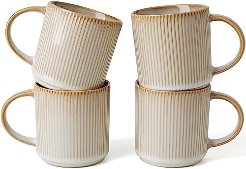 famiware Coffee Mug Set of 4, Star 12 oz Ceramic Mugs Cups Set with