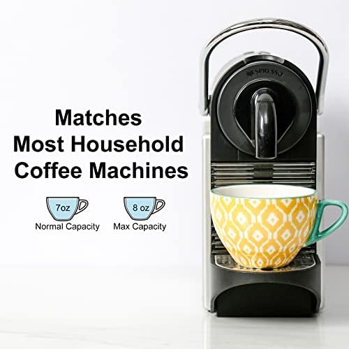 KitchenTour Espresso Cups and Saucers set, 6-pack,7oz - Cappuccino