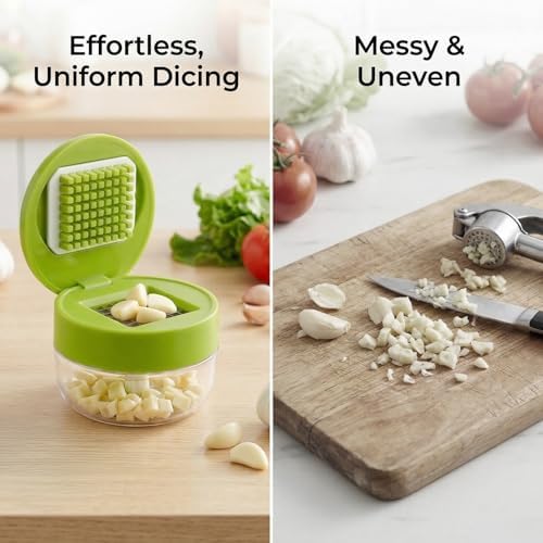 2-Pack 3-in-1 Stainless Steel Garlic Press Sets, Green