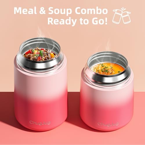 2 Pack Thermo for Hot Food with Spoons, 26oz & 18oz Food Jar Set