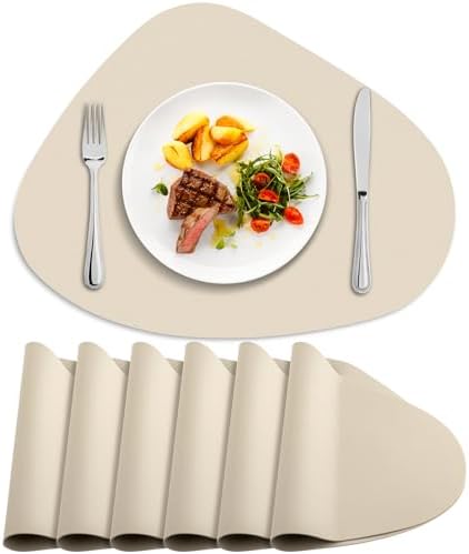 Faux Leather Placemats Set of 6, Wipeable & Washable Table Mats