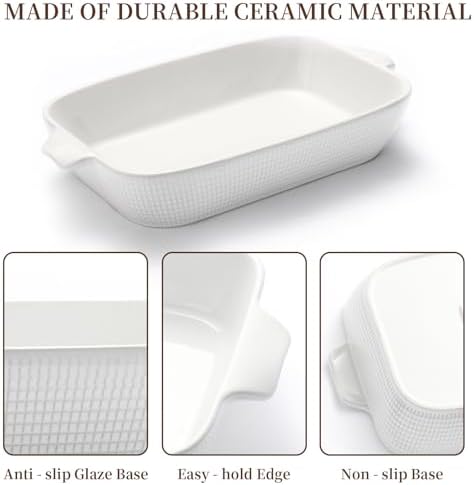 Ceramic Casserole Dish Set of 3, Stoneware Baking Pans