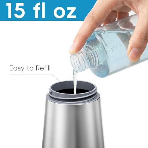 BYUNER 15 fl oz Refillable Soap Dispenser, Brushed Silver