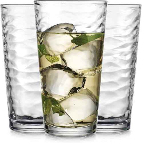 Glaver's Drinking Glasses Set of 4 Highball Glass Cups, 17 Oz. Basic