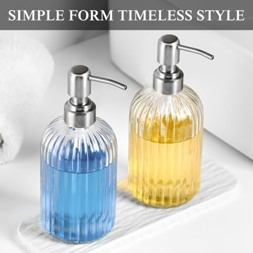 2 Pack Clear Glass Hand Soap Dispenser Set