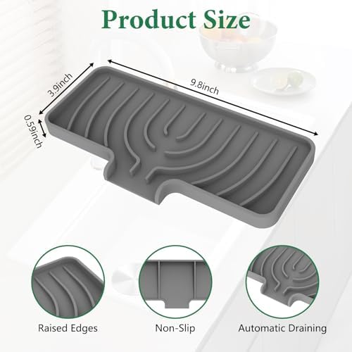 GUUKIN 10" Sink Caddy Sponge Holder, Grey