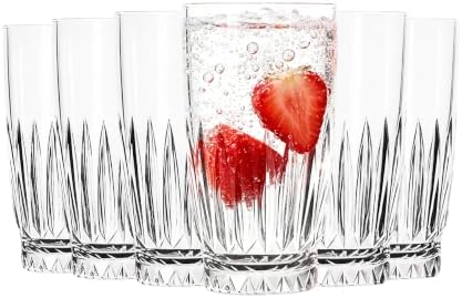 Drinking Glasses Set of 6 - Water Glasses 12 OZ - Highball Glasses