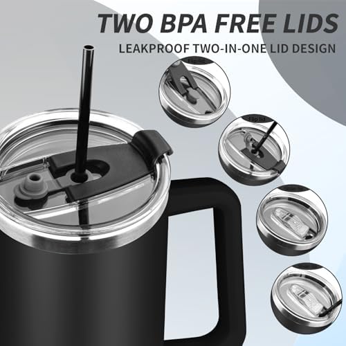 40 oz Tumbler with Handle, Insulated Tumbler with Lid and Straw