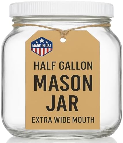 kitchentoolz Half Gallon Mason Jar - Wide Mouth 1/2 Gallon Glass Jar